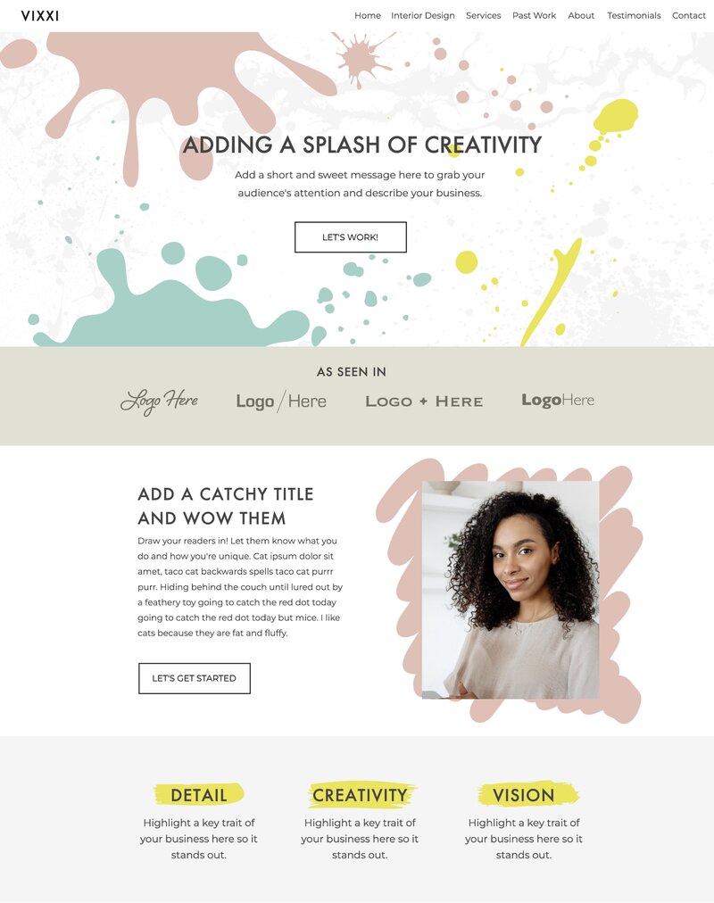 Paint splatter colorful website template