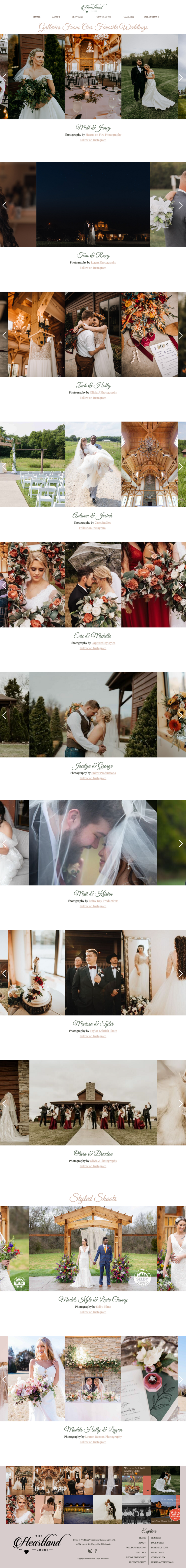 website design for a wedding venue