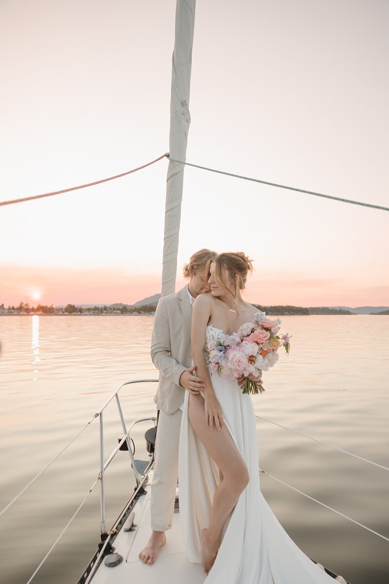 Sailboat elopement photography in Victoria British Columbia