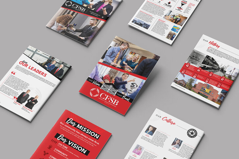 Booklet and brochure for Community Financial Services Bank design by Amanda Newman Design in Paducah, Kentucky
