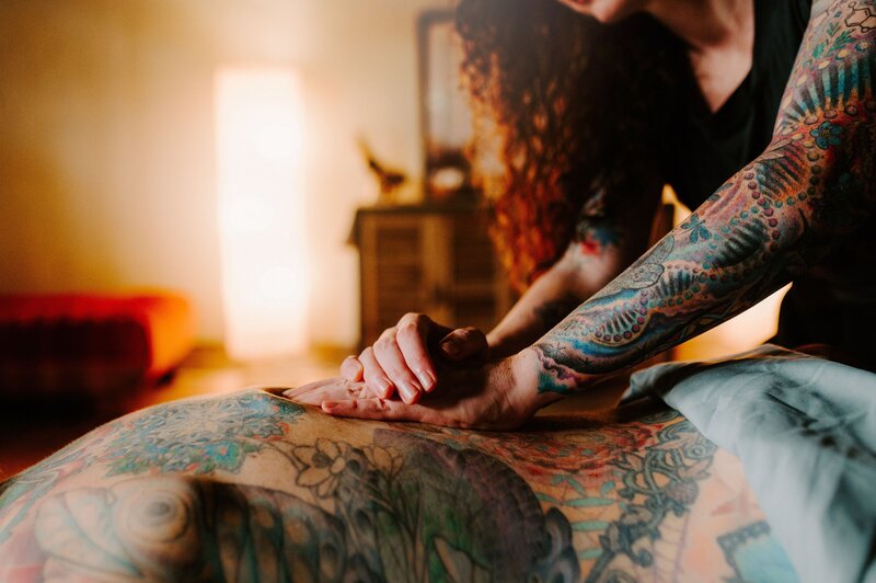 Kelly Howard is using somatic, trauma sensitive massage therapy with a Charlotte, NC based client
