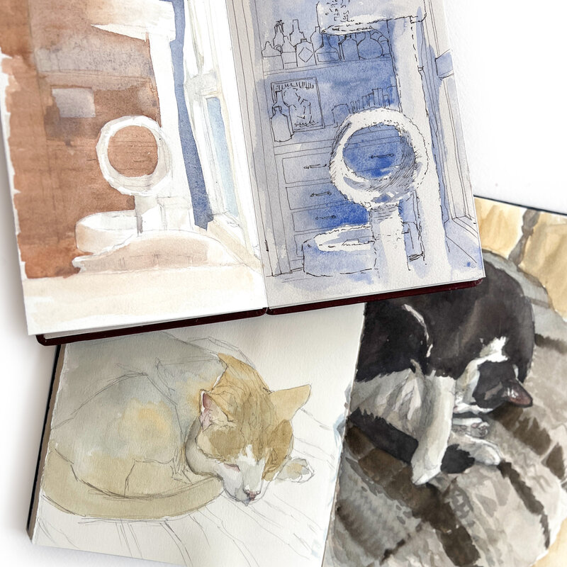 Sketching Watercolor Photo - CatSketchbooks