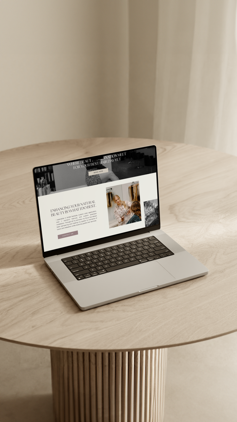 Showit website for a female owned hair salon small business