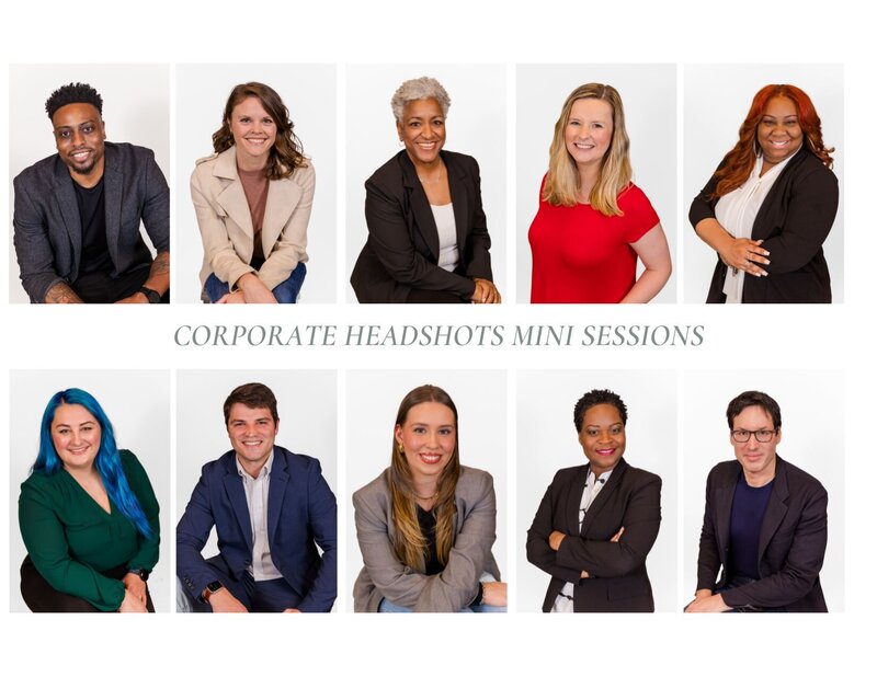 formal corporate team headshot mini session in the office in front of a white backdrop by Atlanta photographer