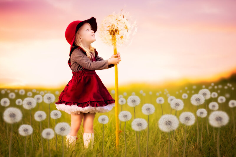 Fantasy and cosplay picture of a girl with a giant dandilion by Overland Park photographer