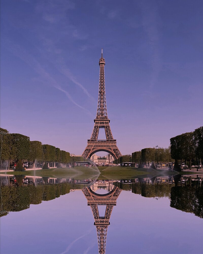 Eiffel Tower at Sunset in Paris, France