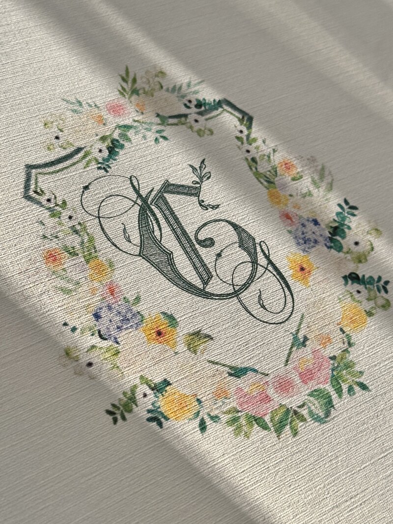 watercolor crest w monogram
