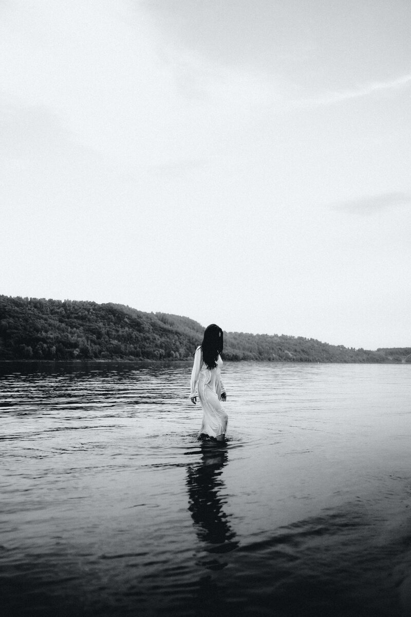 Woman Walking in Water for Cleansing and Selfcare