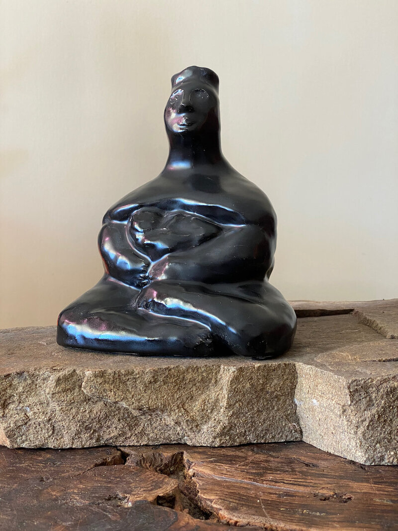 Sumi e Clay Sculpture  "Mama Madonna"Inspired by Neolithic Divine and Sacred Goddess by Marilyn Wells