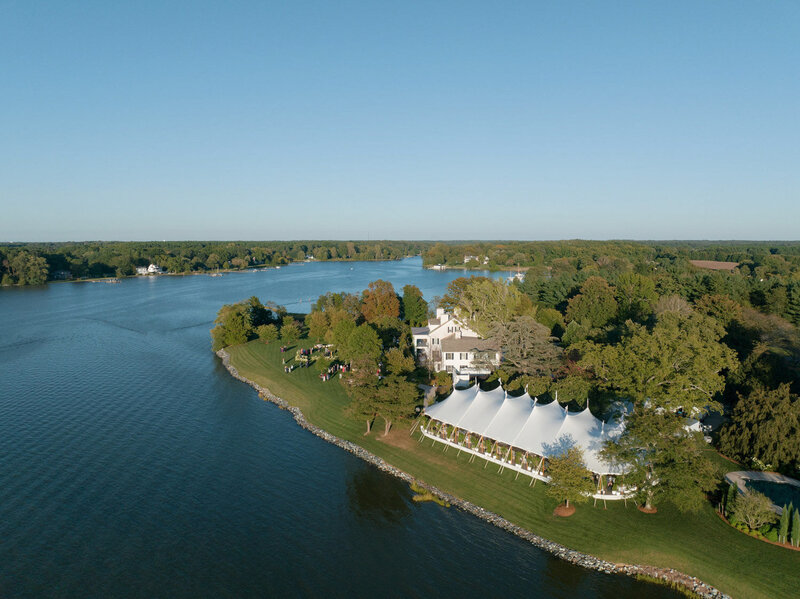 Aerial photo of a private home in Maryland used as a wedding venue