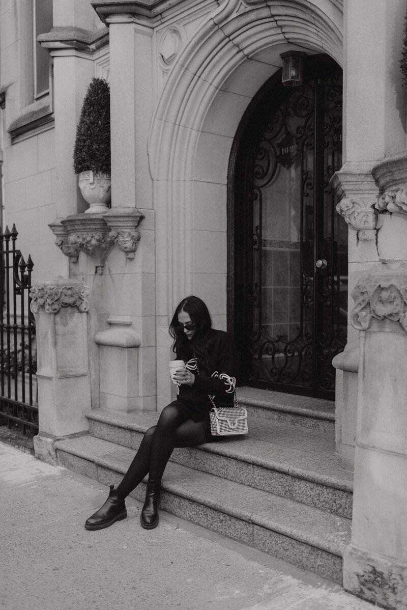 woman drinking a coffee