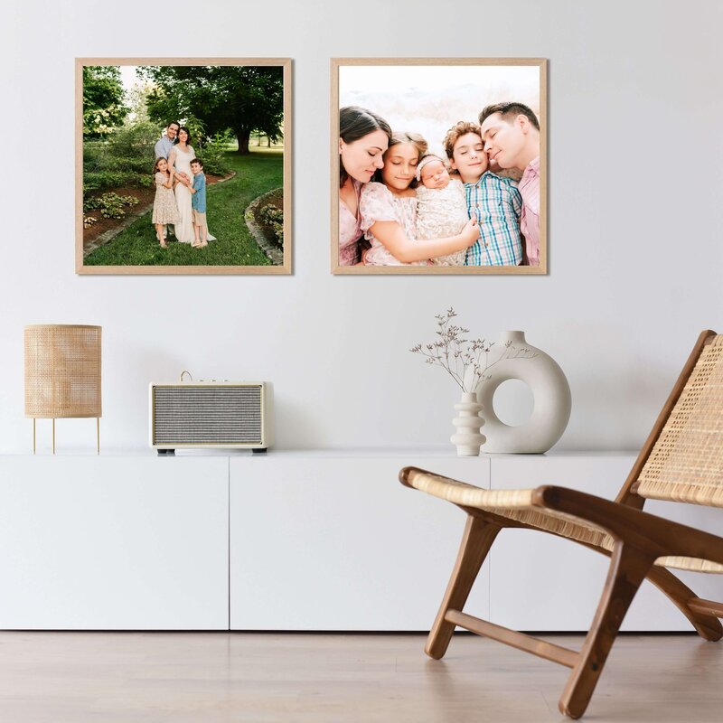 framed maternity and family photo over cabinet  captured by Springfield MO maternity photographer
