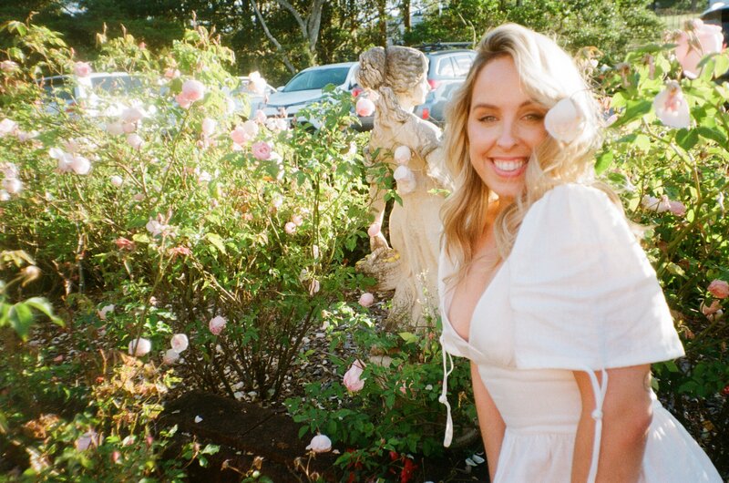 A newly engaged bride photographed on film in Maleny Brisbane on an engagement photo shoot