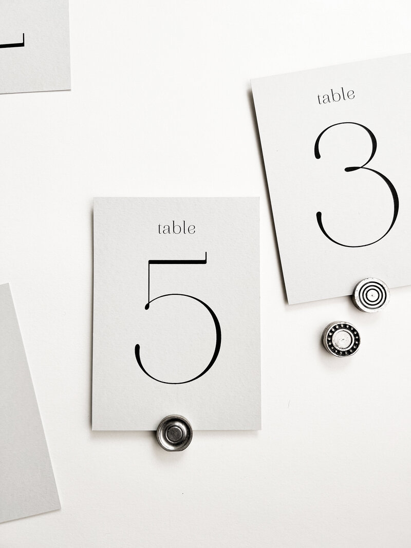 luxury designed digitally printed table numbers for weddings and events