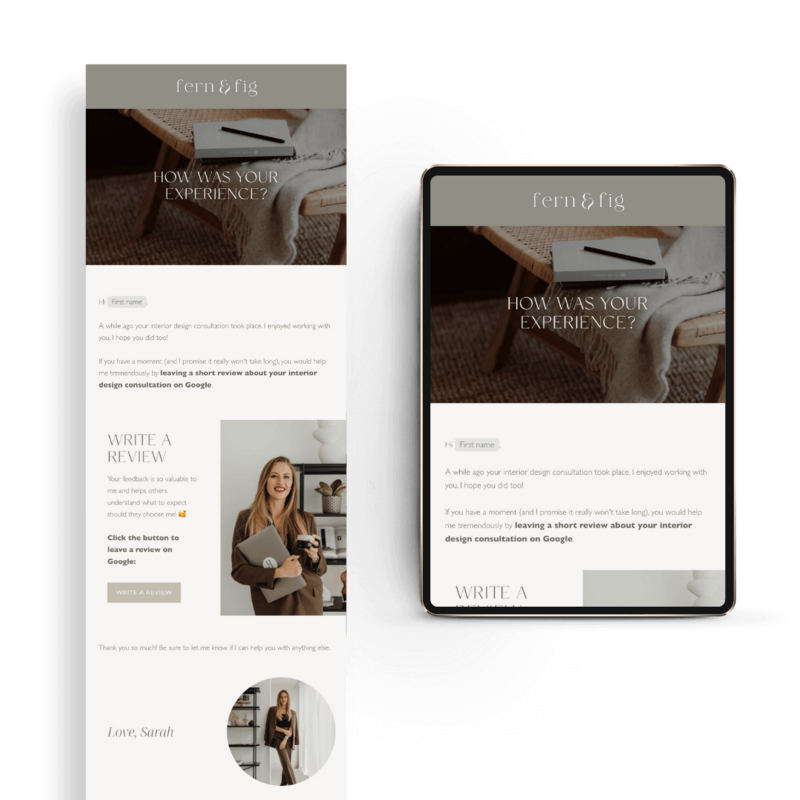 Flodesk email templates voor interieurontwerper