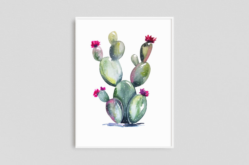 Watercolors - Framed - Cactus