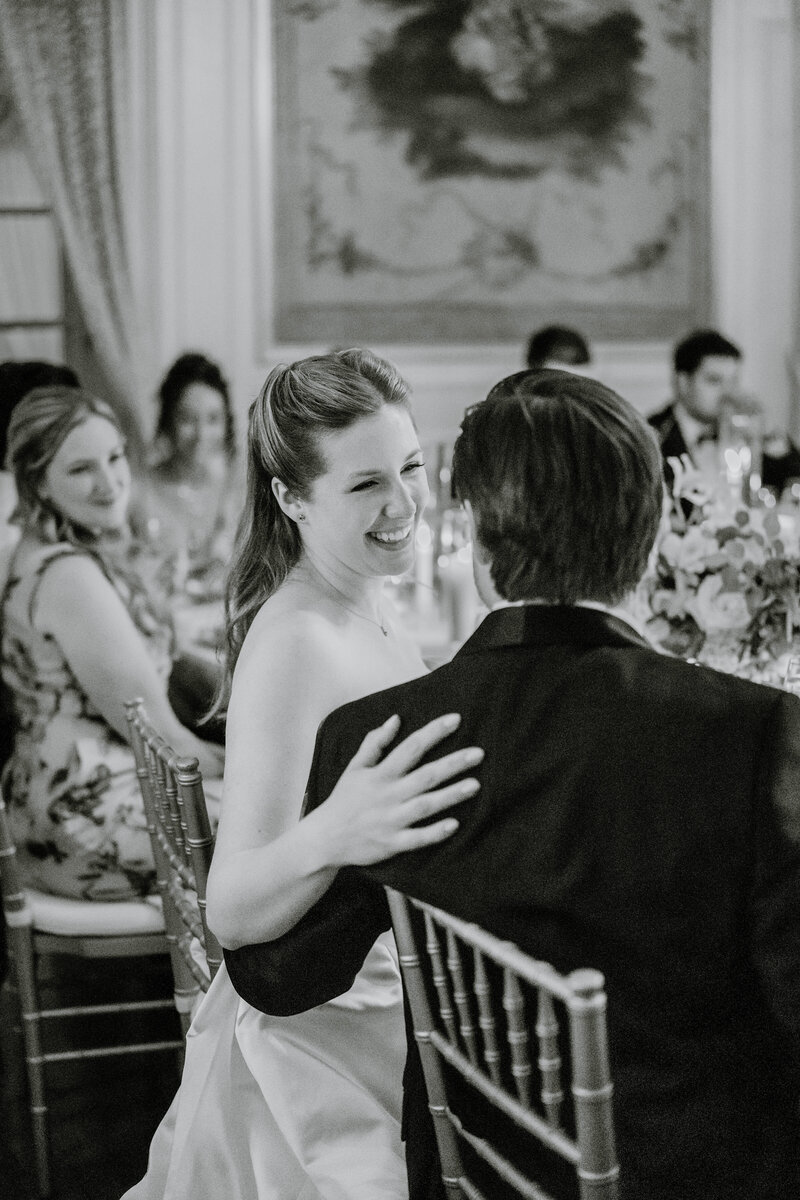 Bride Laughing at groom at Glen Manor House in Rhode Island