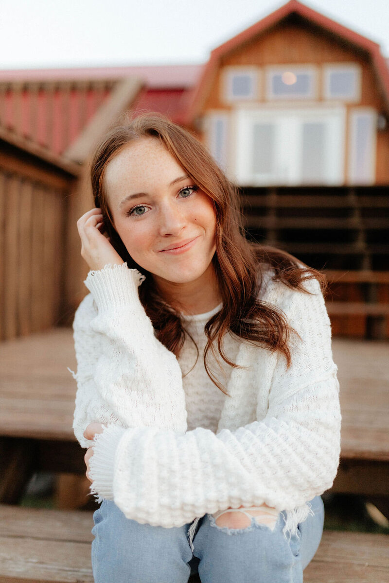 girl sitting on steps