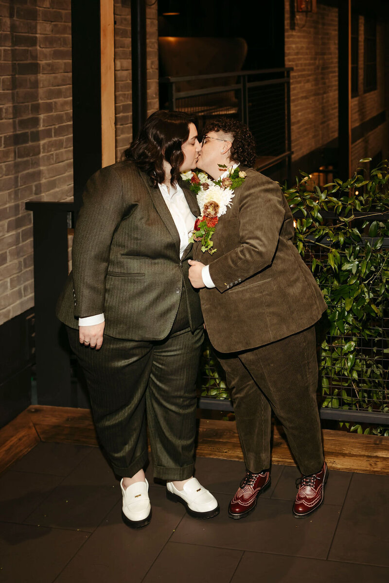 LGBTQ+ wedding at Urban Stillhouse with moody autumn floral design in St. Petersburg Florida