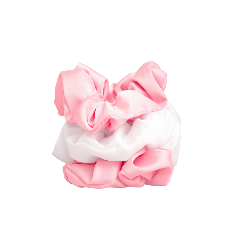 pink hair scrunchies