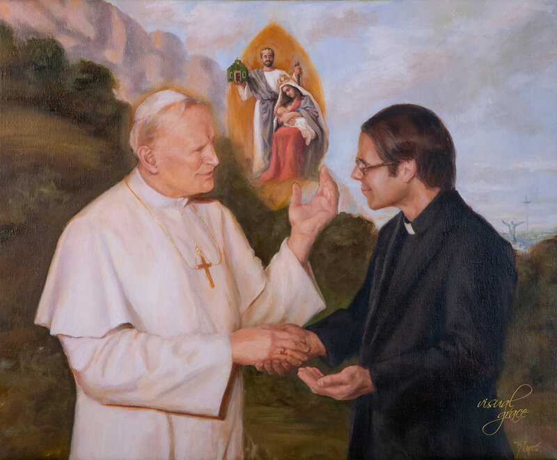 Pope JP2 with Priest painting