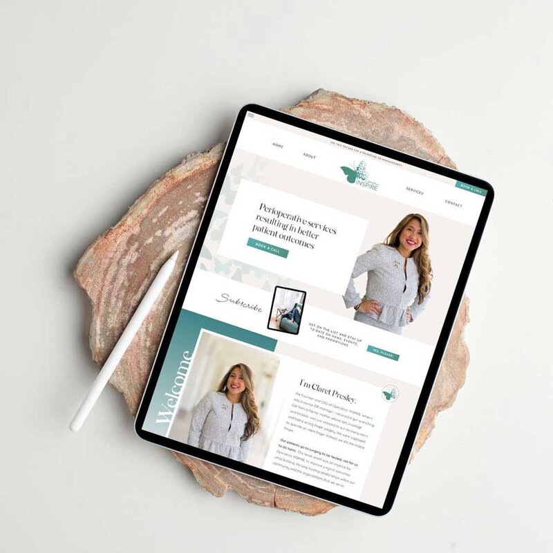 Explore Claret's innovative perioperative services website on the sleek display of an iPad. Meticulously crafted by a Showit Web Design specialist, immerse yourself in the journey towards better patient outcomes with seamless navigation and engaging visuals.
