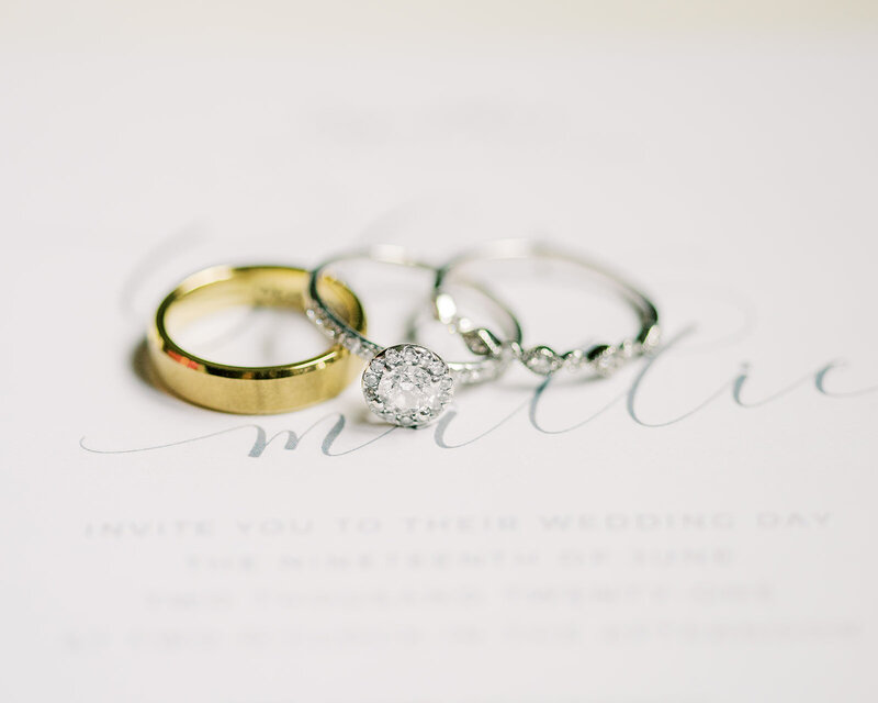 Wedding bands on invitation