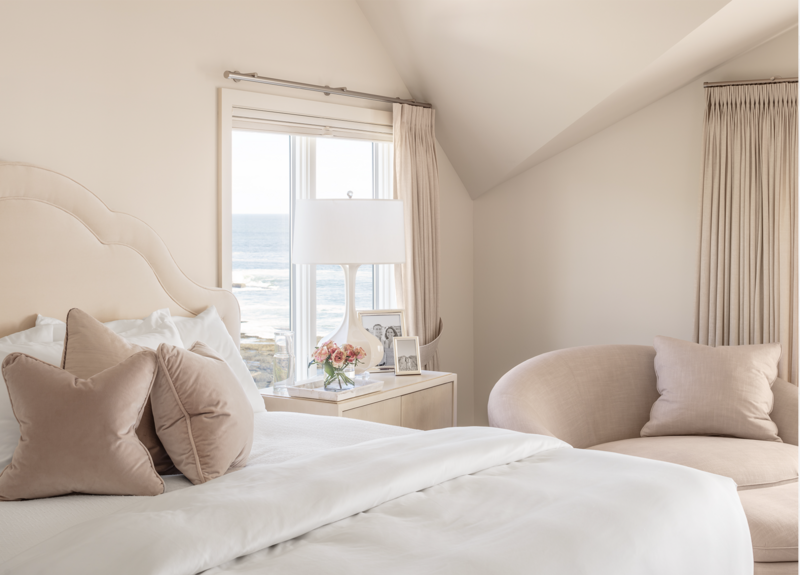 Luxurious feminine bedroom with blush tones