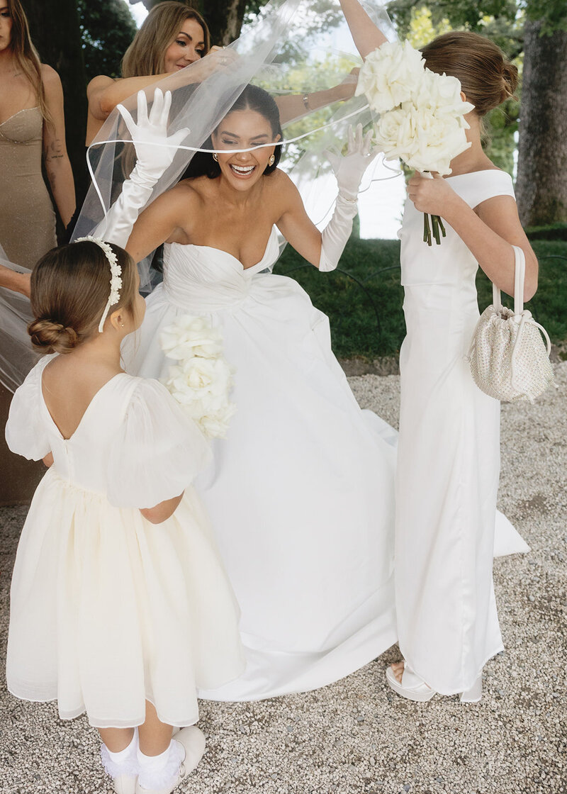 a group of bridal friends celebrating the bride