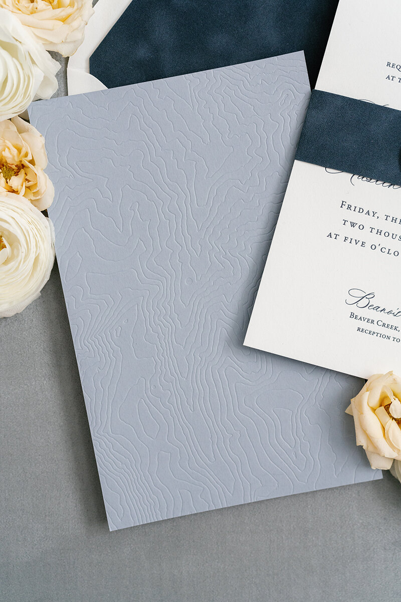 letterpress topo map invitation
