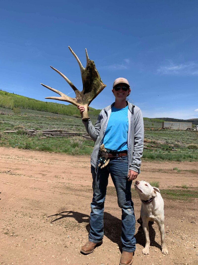 Ranch hand with moose paddle