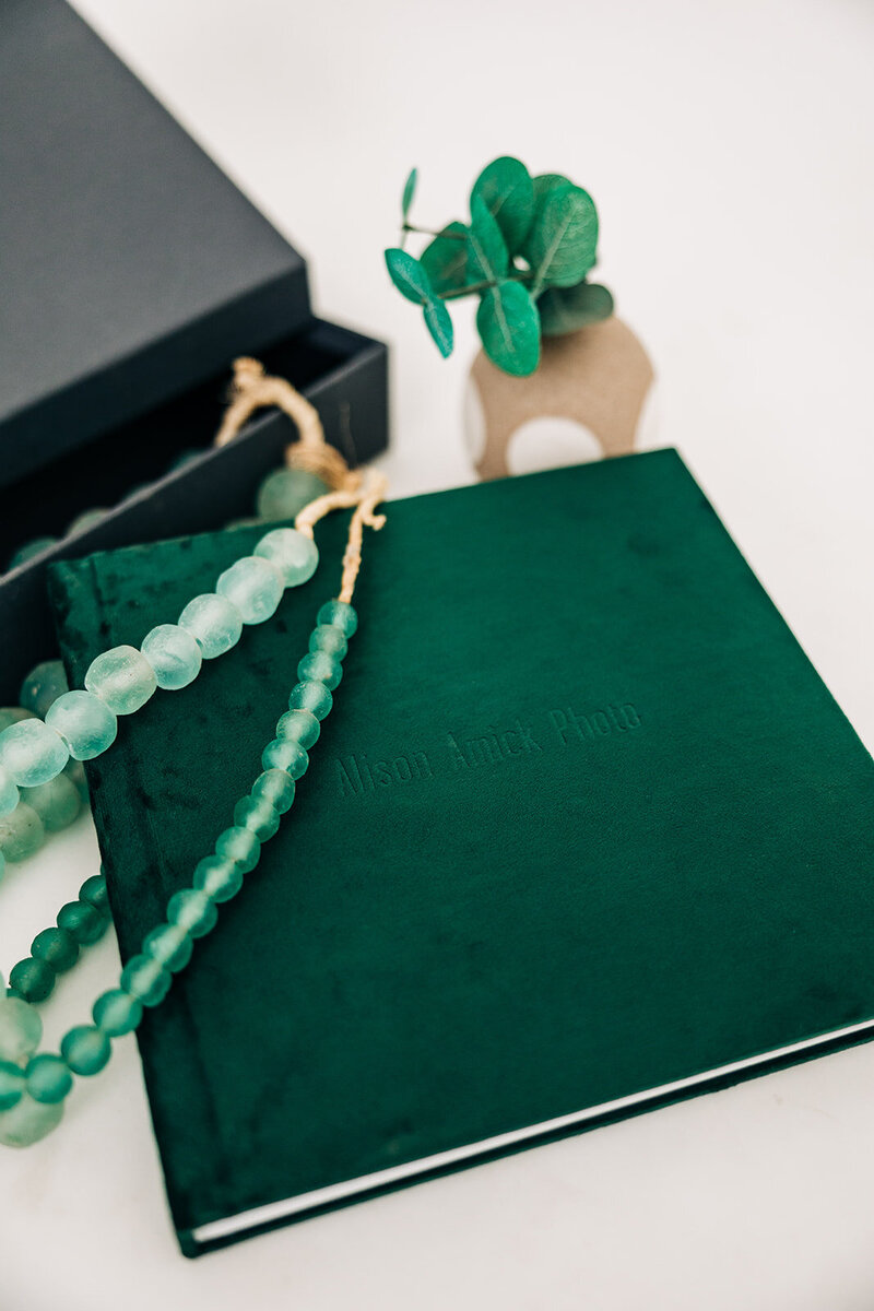 green layflat album from alison amick photography