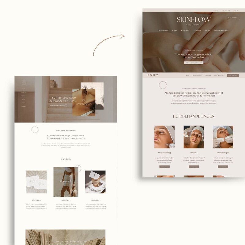 Showit template personalisatie Skinflow