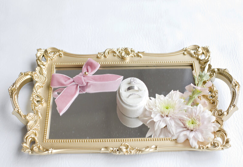 mirror flat lay-wedding rings-the mrs box-robin rogers photography
