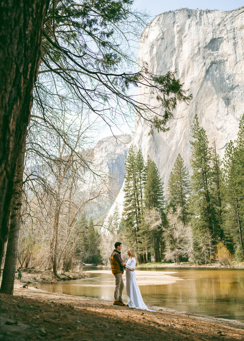 Sunset vows photographed by a Yosemite elopement photographer.