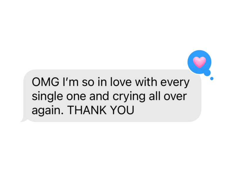 OMG I'm so in love with every single one and crying all over again.  Thank you.