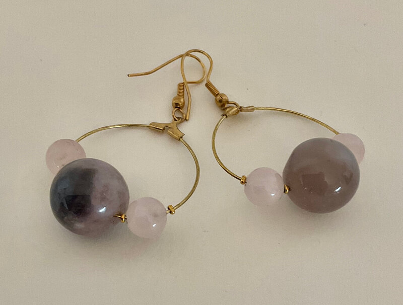 Boucles d'oreille  Gabrielle AGATE GRISE