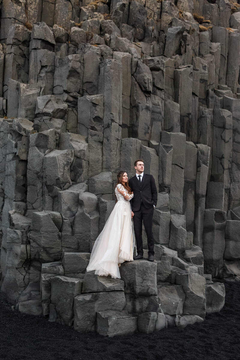 This couple eloped on a black sand beach  in Iceland .