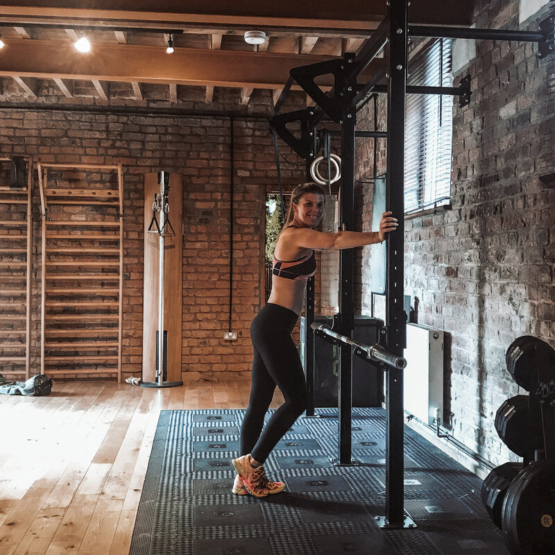 kt chaloner having a workout in her own gym in chester