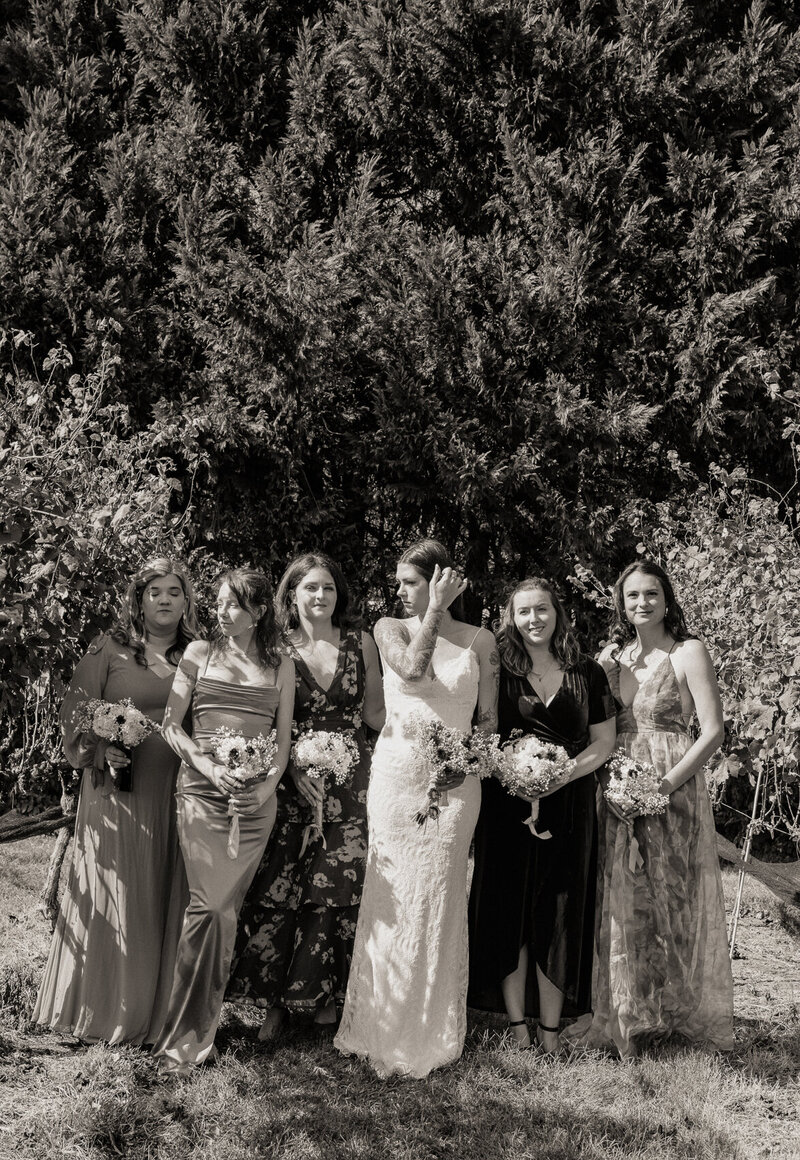 Bridal Party portraits in North Carolina Parker Binns Vineyard