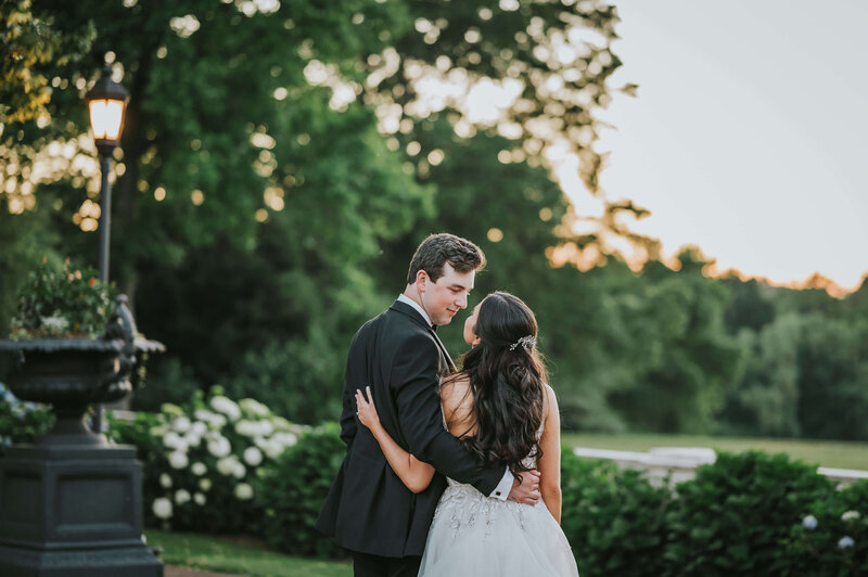 Bride and Groom Staring at Eachother