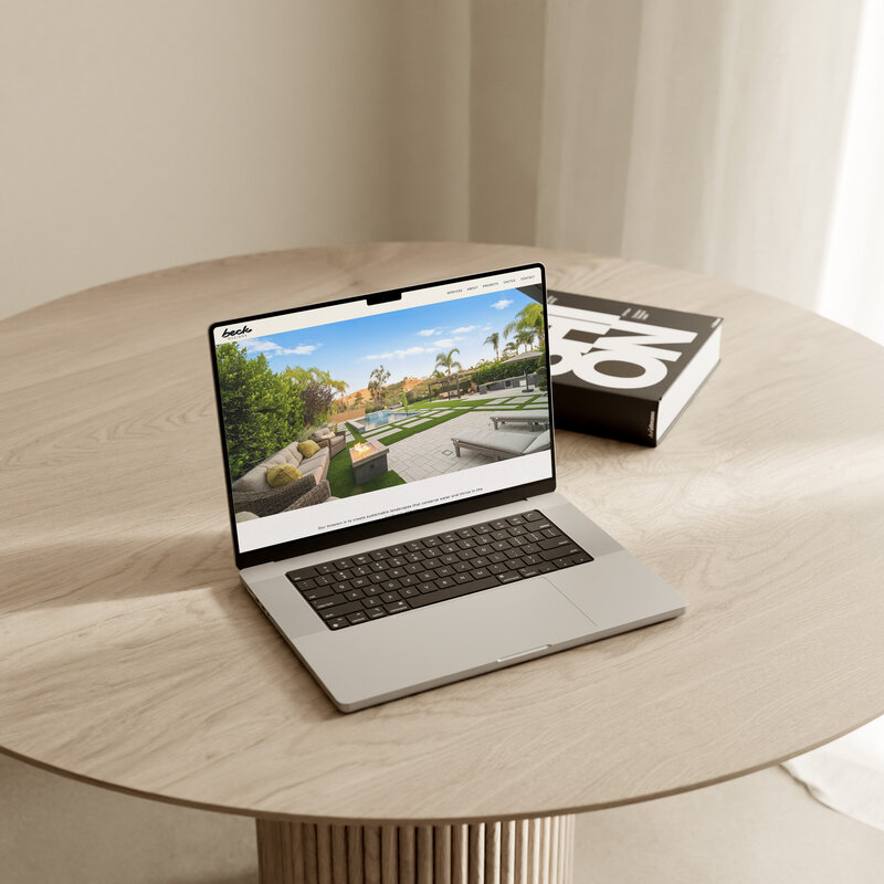 Website home page for landscape designer showing web design for small business