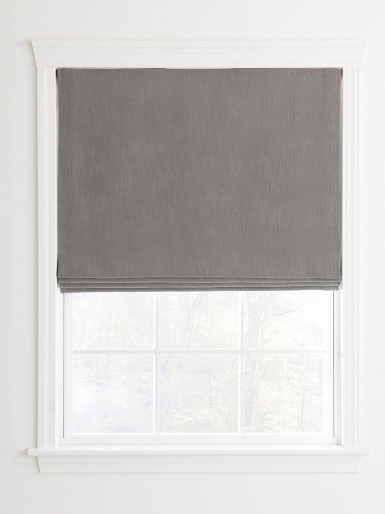 Flat Roman shade style, half raised