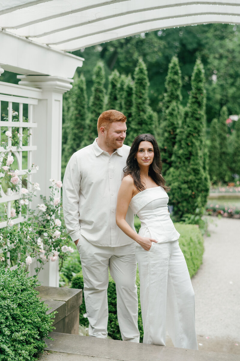 Midwest couple engagement photos at Newfields, Indianapolis