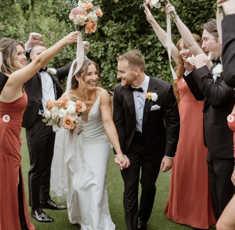Bride and groom at an outdoor ceremony
