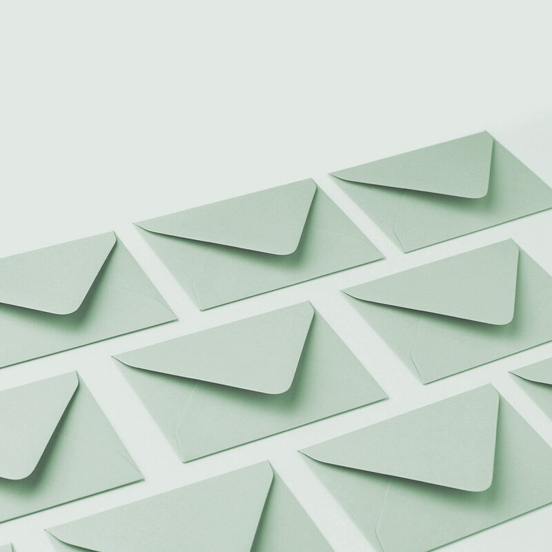 Mint Envelope invitation to join email list for Brand Comber