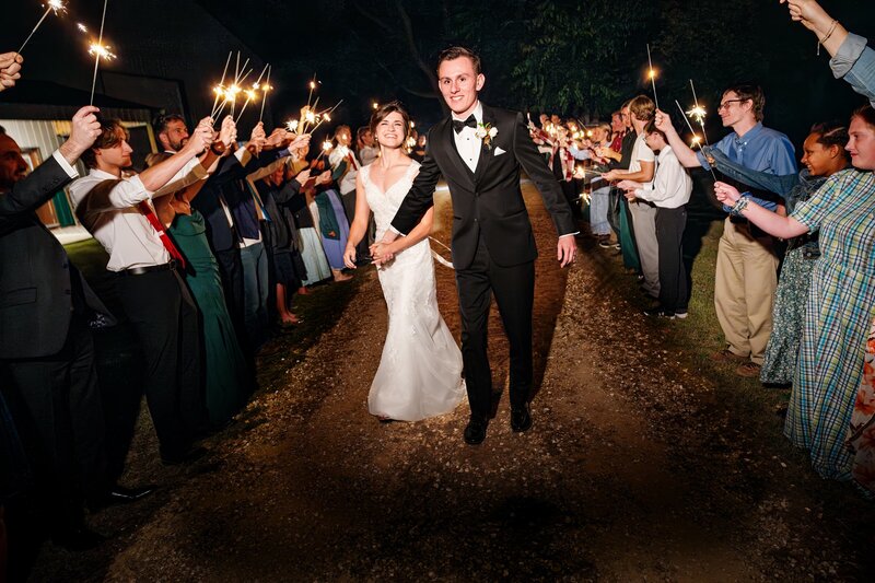 Couple sparkler exit