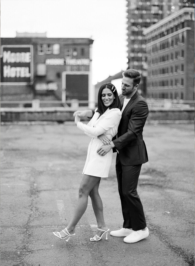 Seattle downtown engagemeent session - rooftop - film photography - fine art - 26