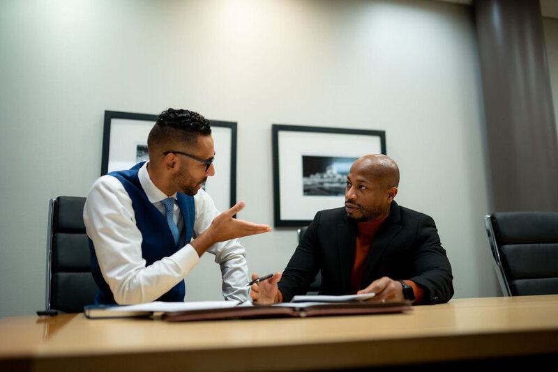 Family law attorney sitting with a client during a divorce consultation