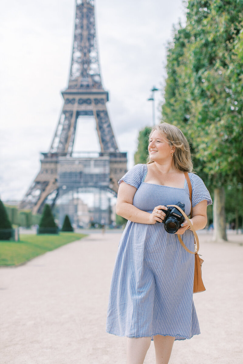 Destination Film Wedding Photographer Katie Trauffer at the Eiffel Tower